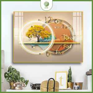 Tranh đồng hồ hiệu ứng tráng gương cao cấp CHẠM|A10
