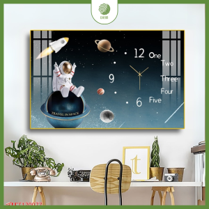 Tranh đồng hồ phi hành gia tráng gương cao cấp CHẠM|A11