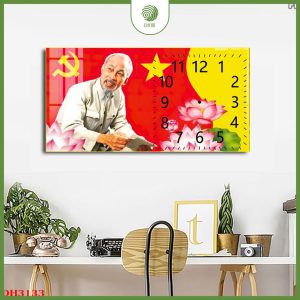 Tranh đồng hồ tráng gương vị lãnh tụ Hồ Chí Minh 5D cao cấp CHẠM|A7
