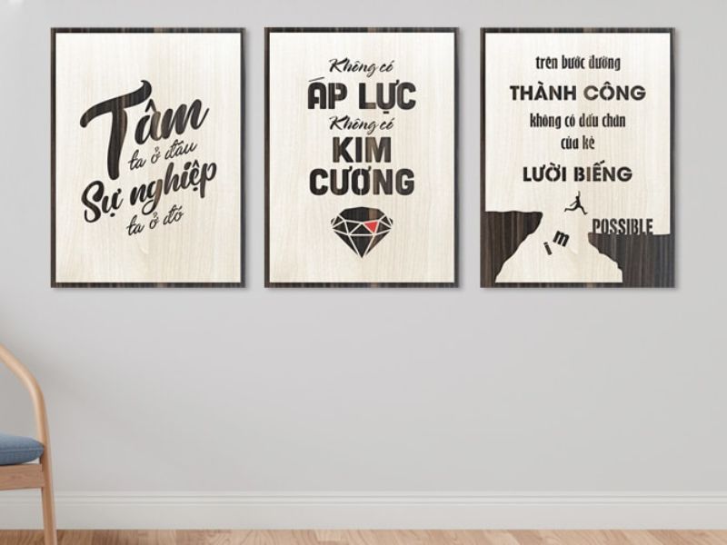 Tranh canvas in chữ slogan tối giản