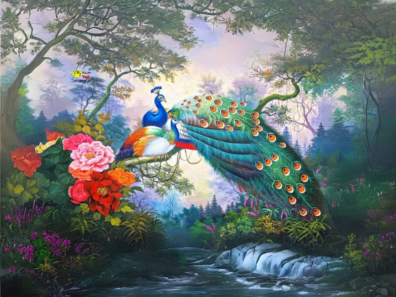 tranh con công đẹp