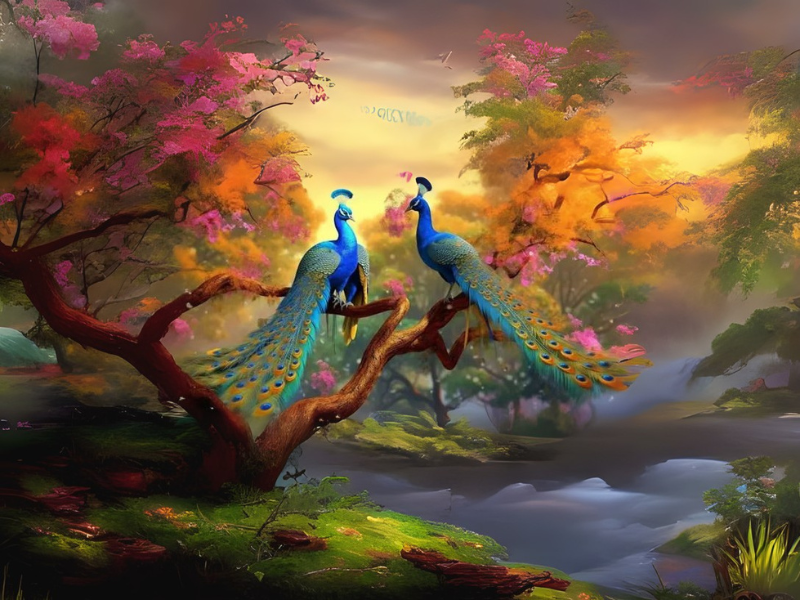 tranh con công đẹp