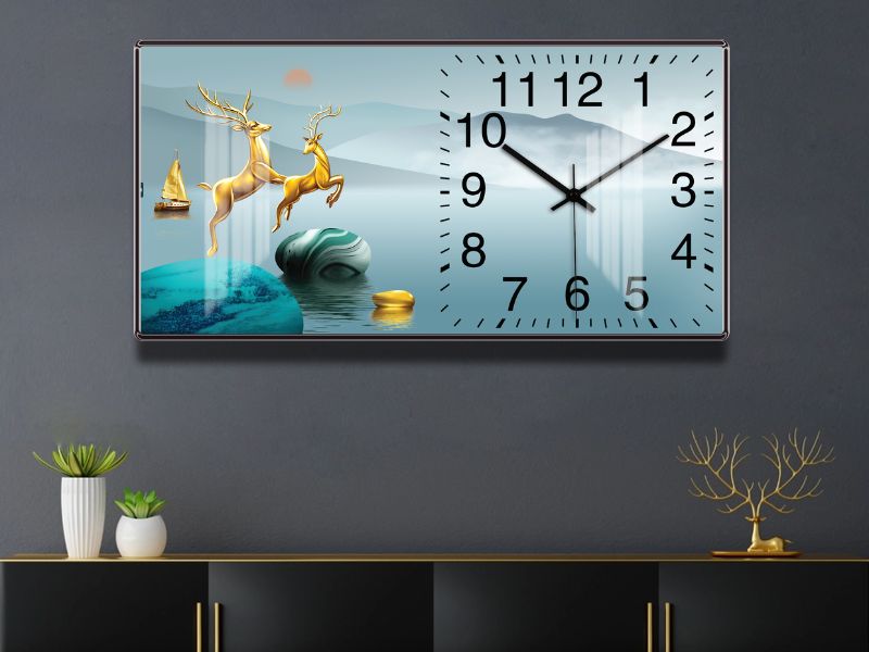 Tranh treo tường có đồng hồ tráng gương cao cấp