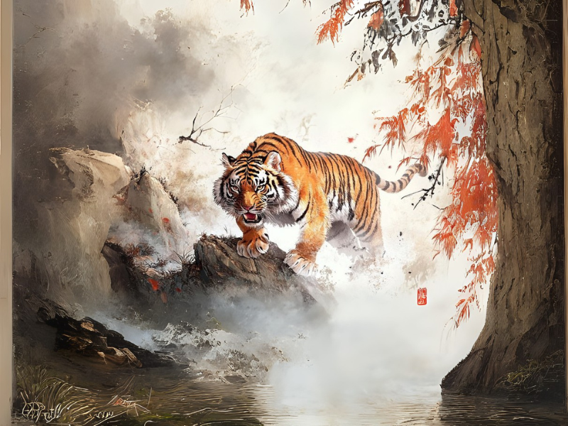 tranh hổ phong thủy