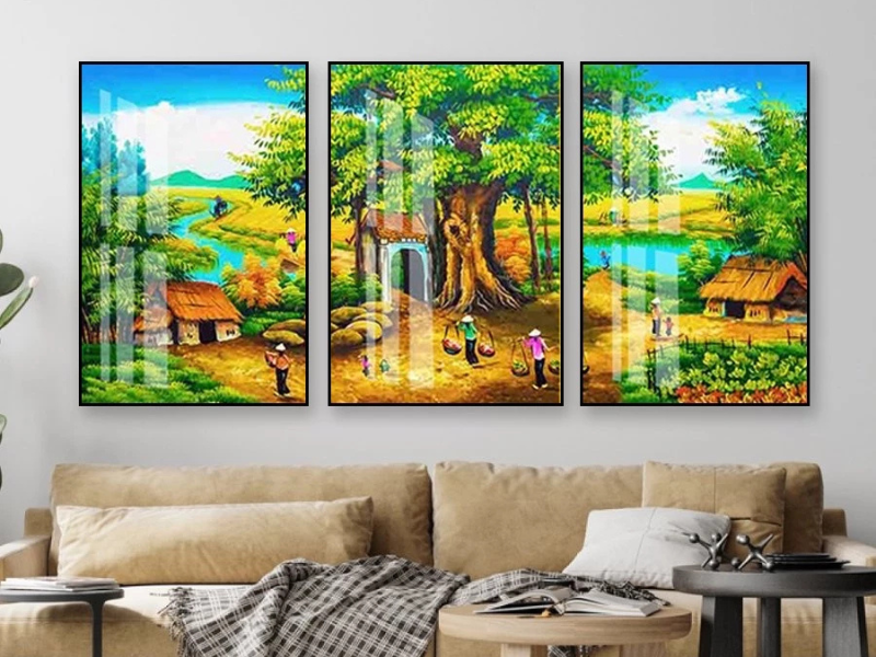 vẽ tranh phong cảnh làng quê